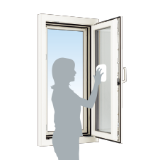 障子が大きく室内側に開くので、室外側の窓ガラスを安全にお掃除できます。