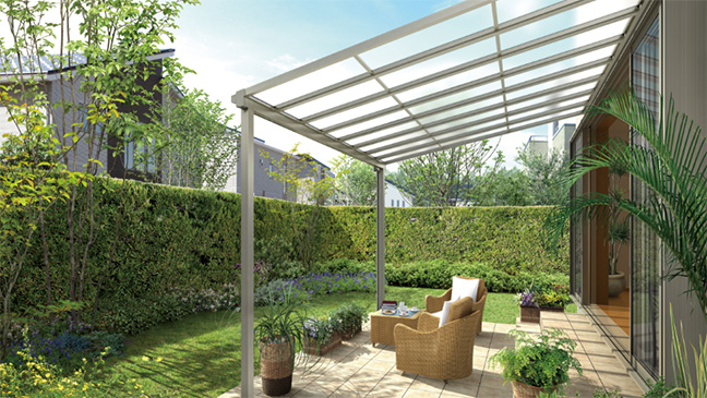 窓辺につけて、敷地を有効に活用できる屋根・囲いのシリーズ「ソラリア」の画像です。