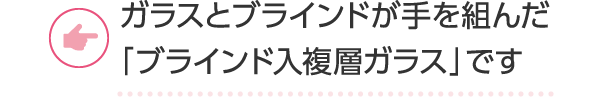 ガラスとブラインドが手を組んだ「ブラインド入複層ガラス」です