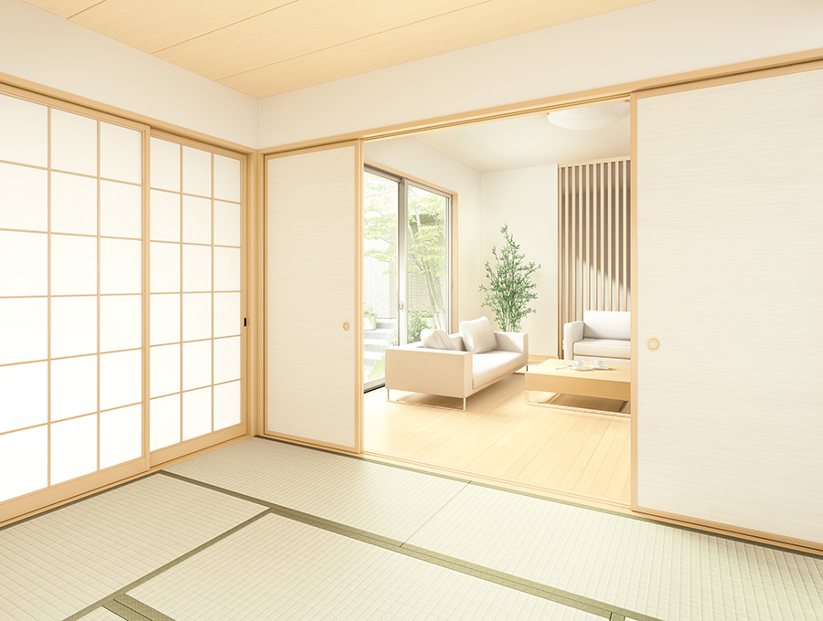 和室側は襖