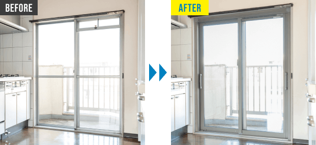 窓交換で冷房も効きやすくのBEFORE/AFTER
