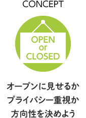 CONCEPT オープンに見せるかプライバシー重視か方向性を決めよう