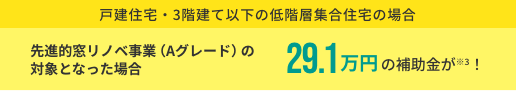 2023年度より補助額UP 戸建住宅・低層集合住宅(3階建以下)の場合 先進的窓リノベ事業で約29.1万円〜の補助金が!