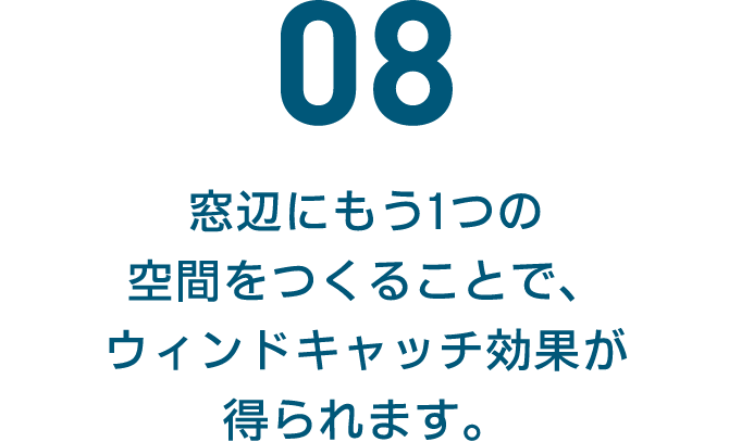 08 窓辺にもう1つの空間を作ることで、ウィンドキャッチ効果が得られます。