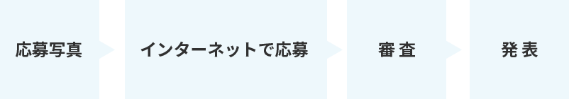 応募写真⇒インターネットで応募⇒審査⇒発表