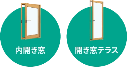 内開き窓 開き窓テラス