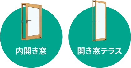 内開き窓 開き窓テラス