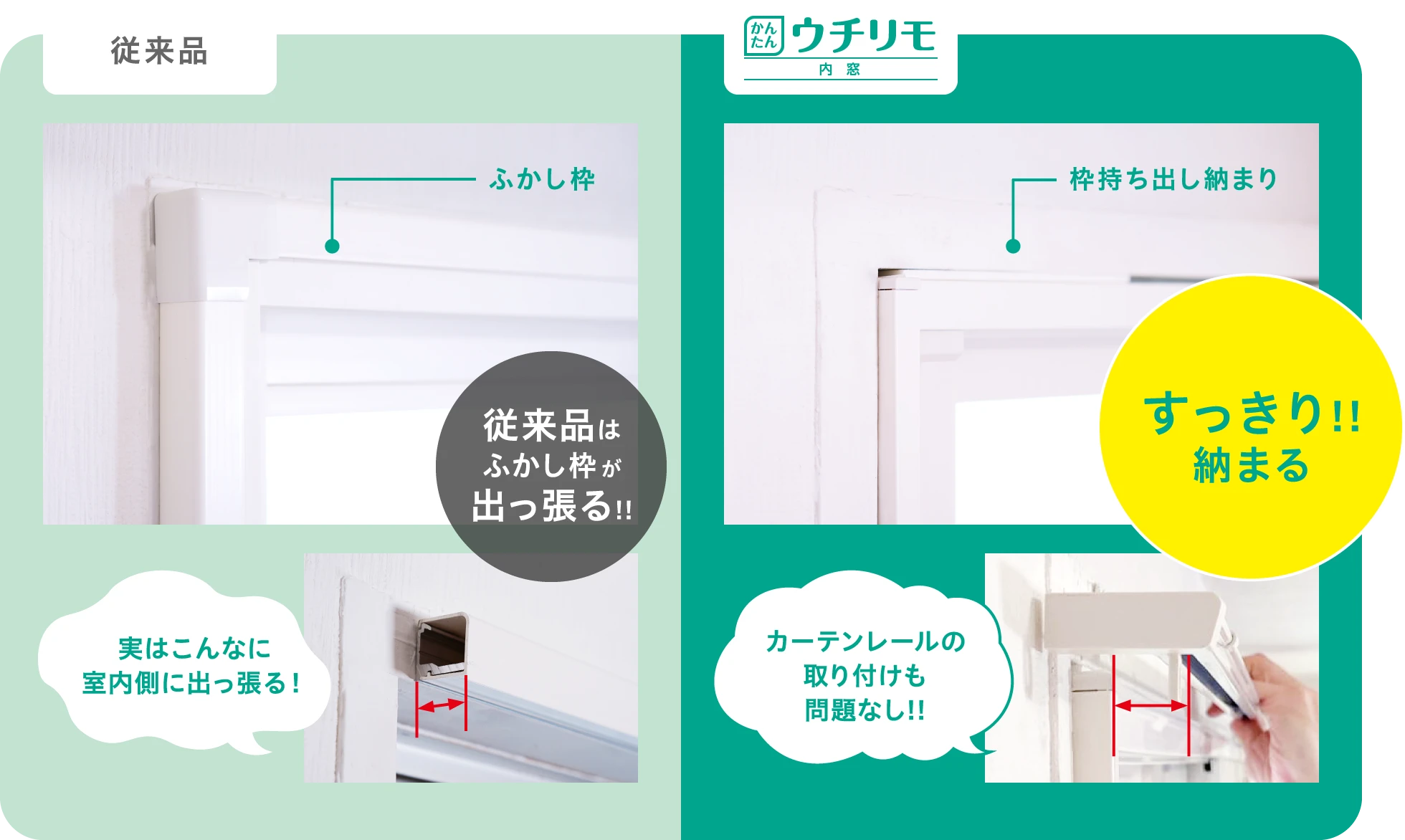 従来品とウチリモの比較
