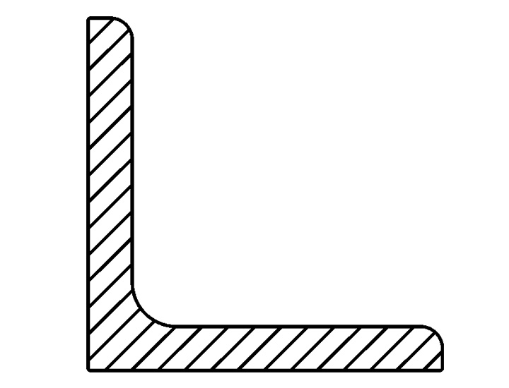 アルミ形材のソリッド（中実）形材 L字アングル（R付）
