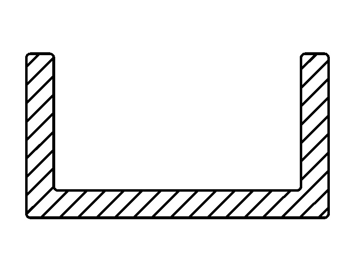 アルミ形材のソリッド（中実）形材 コの字チャンネル