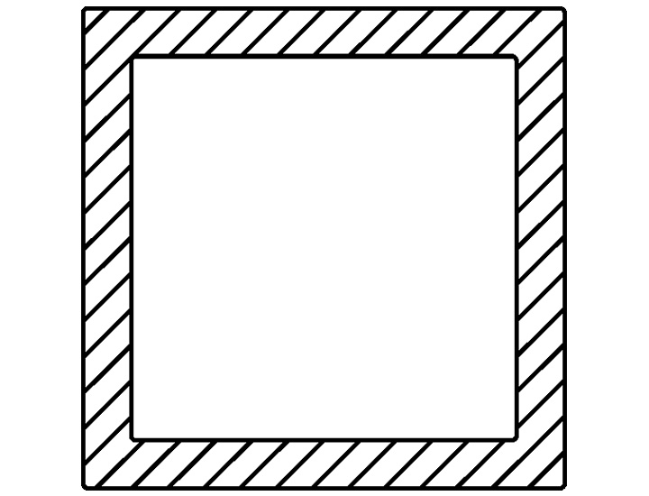 アルミ形材のホロー（中空）形材 角パイプ（正方形）