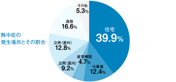 熱中症の発生場所とその割合