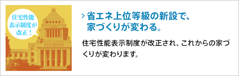 省エネ上位等級の新設で、家づくりが変わる。