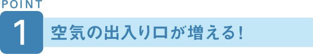 POINT1 空気の出入り口が増える！