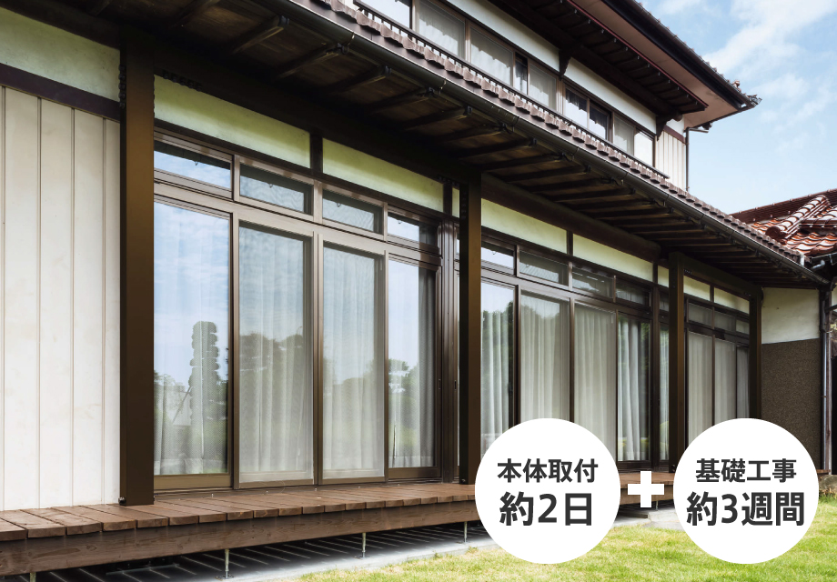 本体取付 約2日 基礎工事約3週間