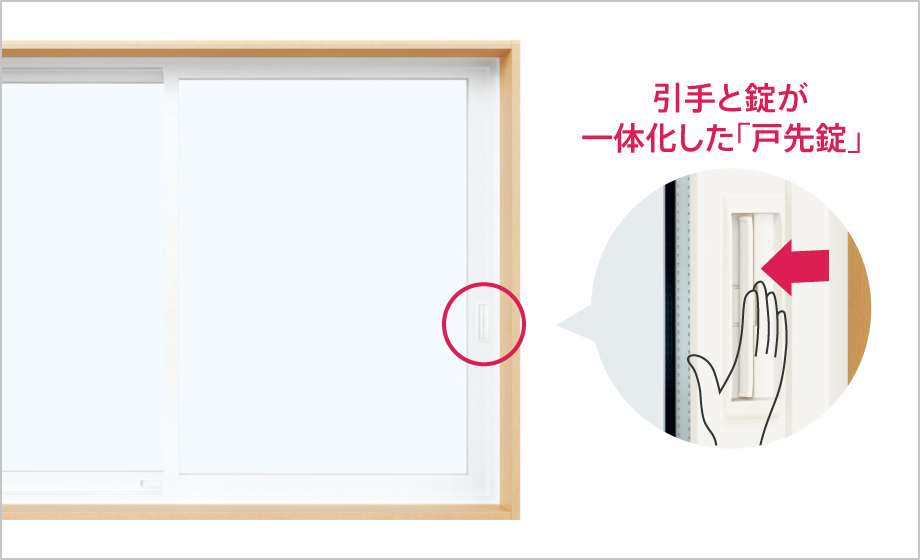 引手と錠が一体化した「戸先錠」