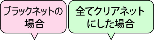 ブラックネットの場合 全てクリアネットにした場合