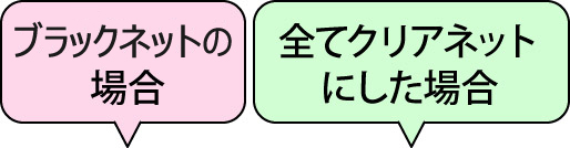 ブラックネットの場合 全てクリアネットにした場合