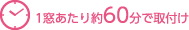 1窓あたり約60分で取付け