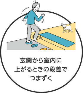 玄関から室内に上がるときの段差でつまずく