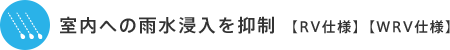 室内への雨水浸入を抑制 【RV仕様】【WRV仕様】